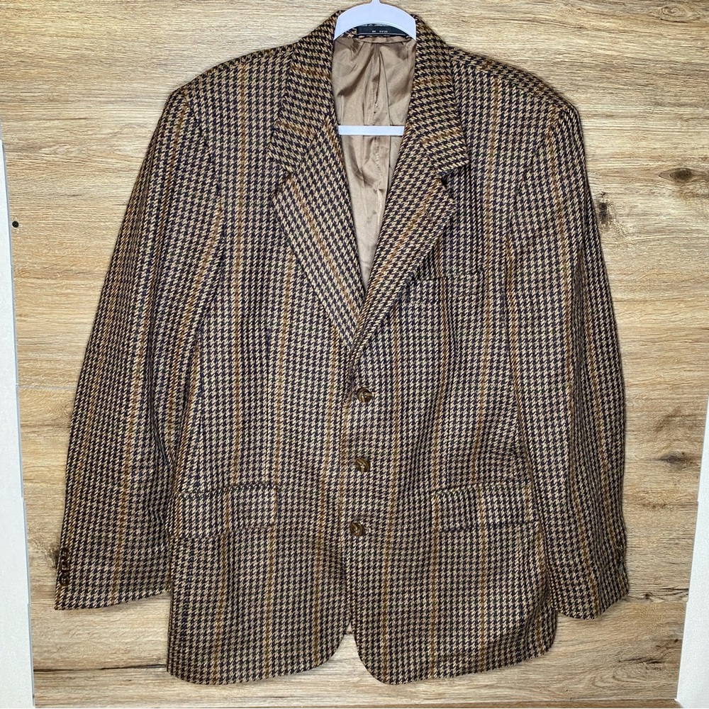 Bernhard Altmann Houndstooth Sport Coat Blazer Jacket 42R Brown Business Wedding